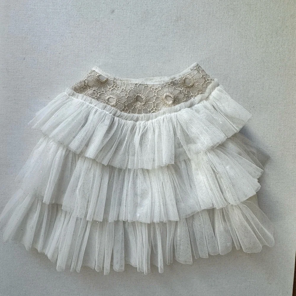 Genuine Kids 3T glitter tulle tutu skirt lace waist | party photo dress up